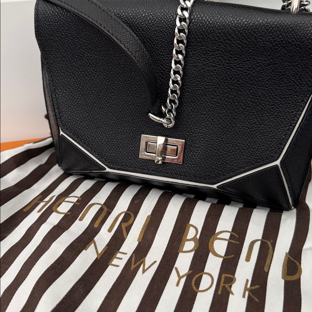 Henri Bendel Black Crossbody Bag with Silver Chain